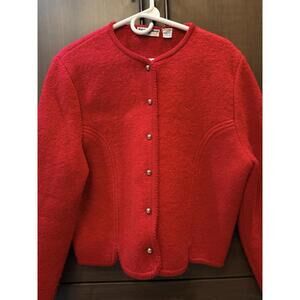 Vintage 100% Wool Red Heavy Cardigan/ Jacket Women's Size L